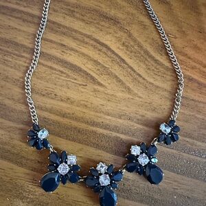 J Crew Blue & Gold Colored Adjustable Statement Necklace